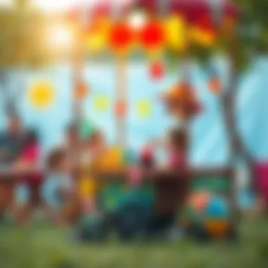 Outdoor Fun with a Party Cart Children enjoying a party cart at an outdoor event