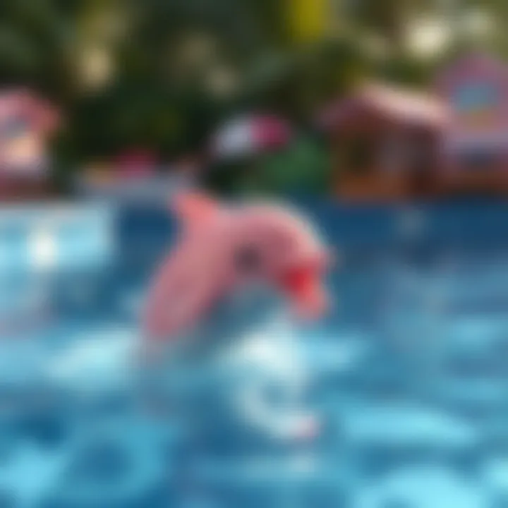 A playful pink dolphin swimming in a pool