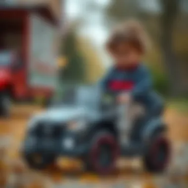 A child playing with an electric toy vehicle powered by the Pilsan Fortune 12V battery
