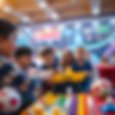 A fun scene depicting kids playing interactive games together in a group.