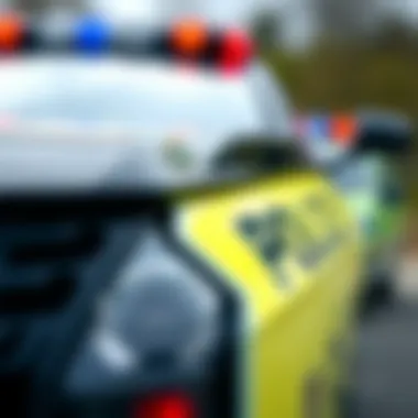 Close-up of a police battery car showcasing its features