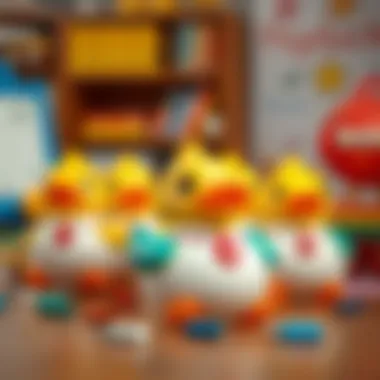 Psyduck toys alongside other educational resources