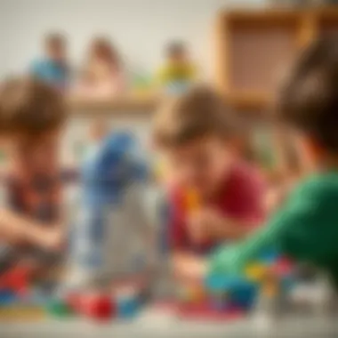 Children engaged in playing with the R2D2 Lego set, showcasing creativity.