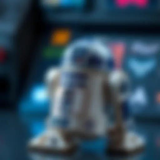 Detailed view of the R2D2 Lego set showcasing intricate designs and features.