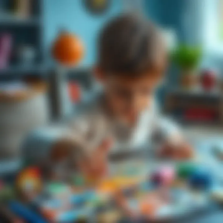 Child focused on assembling a Ravensburger puzzle