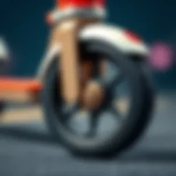 Detailed view of a scooter wheel showcasing its features