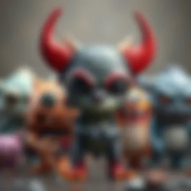 Detailed character designs showcasing the unique features and personalities of various cute monsters.