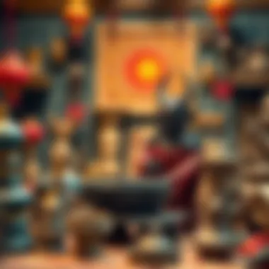 A traditional setting showcasing various cultural artifacts related to the jinn folklore.