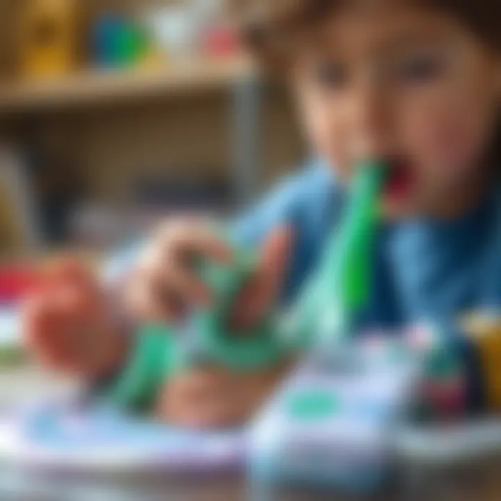 Child exploring the texture of homemade slime