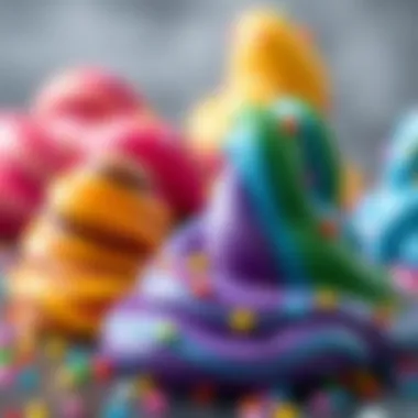 Creative slime variations in different colors and textures