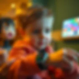 A child enjoying interactive features on a smartwatch