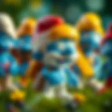 Educational themes represented through various Smurf characters.