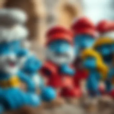 A creative representation of family values reflected by Smurf characters.