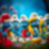 A vibrant depiction of the Smurfs showcasing their unique personalities.