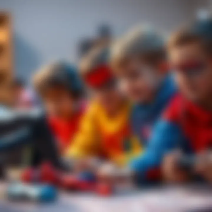 A group of children engaged in playing Spider-Man video games together.