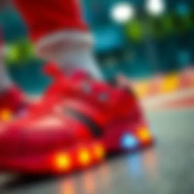 Safety Features of Spiderman Light-Up Shoes Close-up of Spiderman shoes highlighting safety features