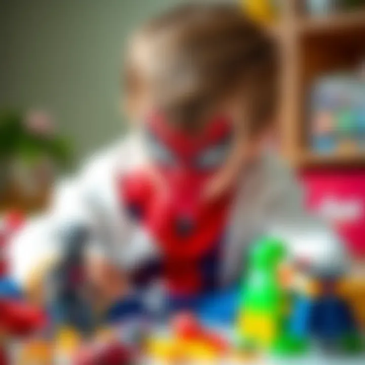 Children playing with Spider-Man toys, enhancing creativity