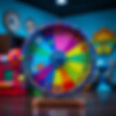 Colorful spinning wheel with educational categories