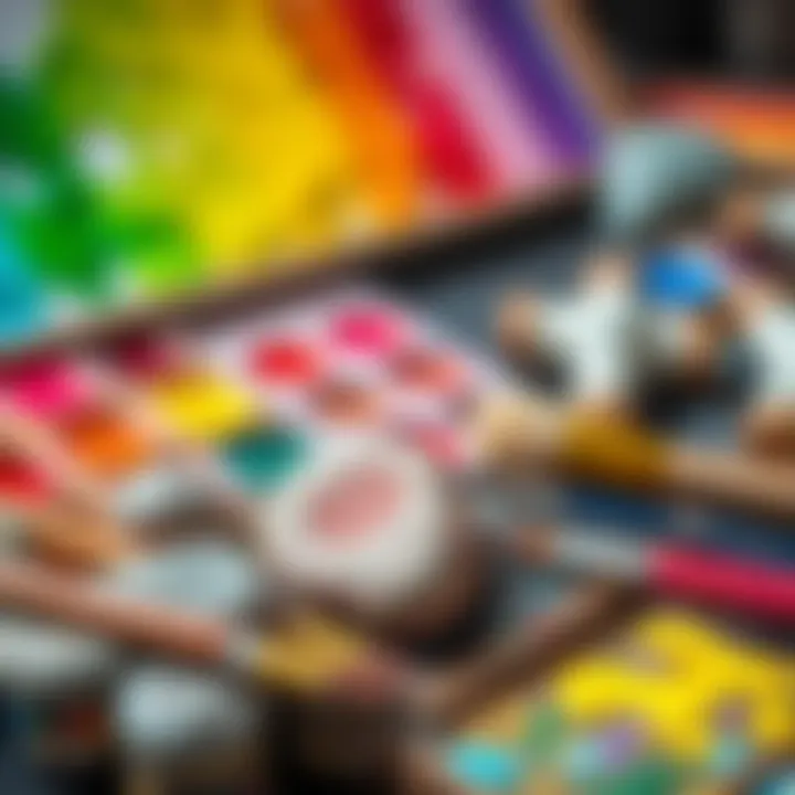 Colorful Art Supplies for Stone Painting Art supplies for stone painting including paints and brushes