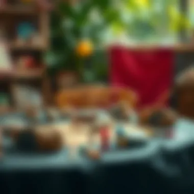 Creative and Safe Stone Painting Setup A table setup for a safe and creative stone painting session