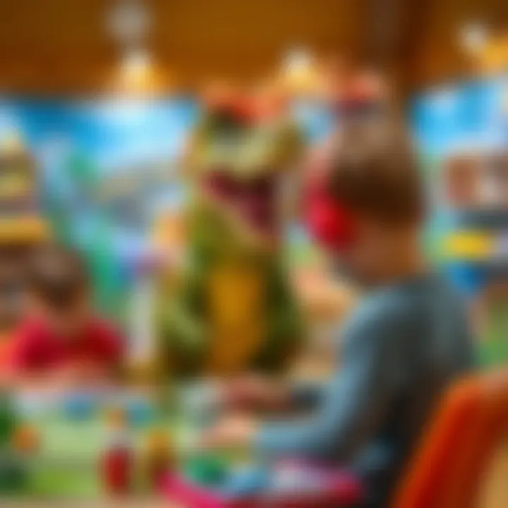 Learning Through T-Rex Adventures Children enjoying interactive T-Rex themed educational activities