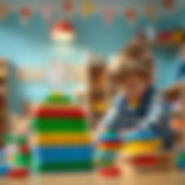 Children Playing and Stacking Boards Children engaged in play with stacking boards