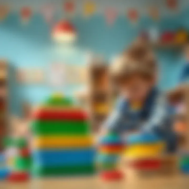 Children Playing and Stacking Boards Children engaged in play with stacking boards