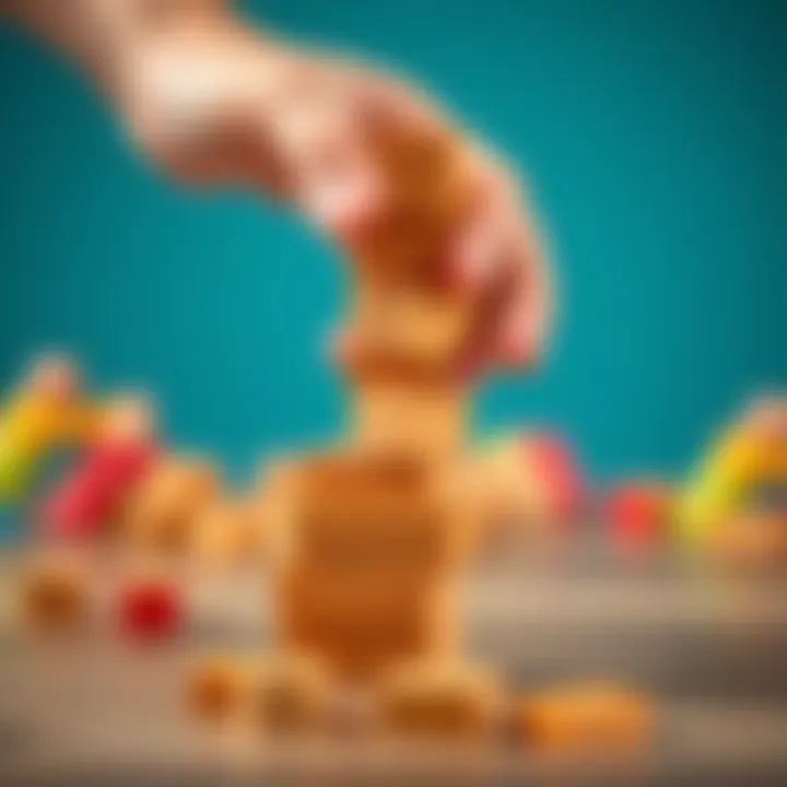 Carefully Placing Blocks for Balance Close-up of hands placing blocks carefully