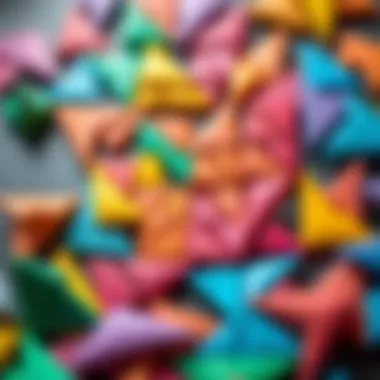 Creative Arrangement of Tangram Pieces Colorful Tangram pieces arranged in a creative pattern