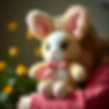 Adorable bunny plush toy in a child's arms