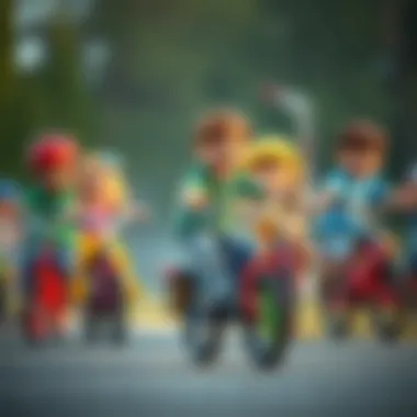 Fun and Friendly Competition A group of kids enjoying a unicycle race