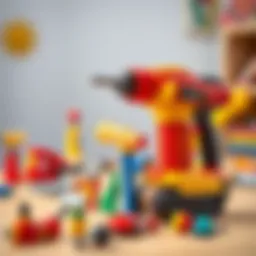 Colorful toy drill set showcasing a variety of tools