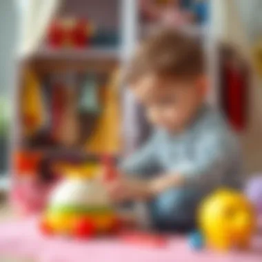 Child playing with a toy wardrobe, enhancing creativity