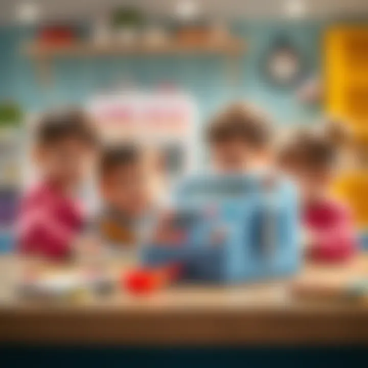 Children playing with a toy cash register