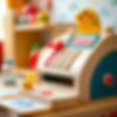 Detailed view of educational toy cash register functionalities