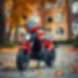 A vibrant red electric motorcycle designed for children.