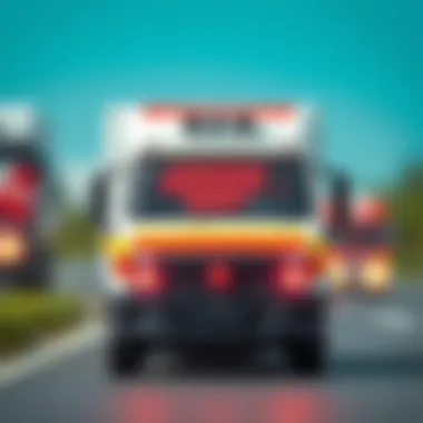 Safety features of a transporter vehicle demonstrated in a graphic format