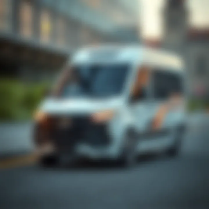 Detailed view of a modern transporter vehicle showcasing its sleek design