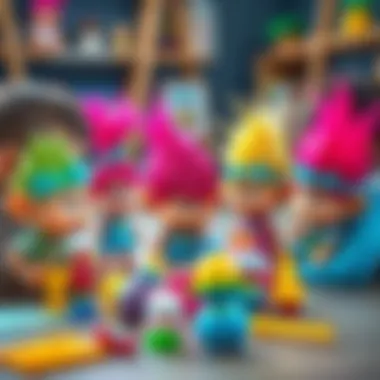 Interactive Learning with Troll Toys Children engaging with educational troll toys