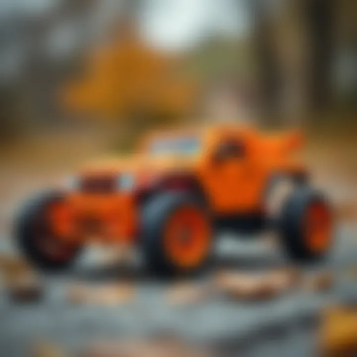 Bright orange remote-controlled car designed for kids