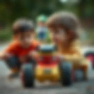 Children engaging in play with a remote-controlled vehicle