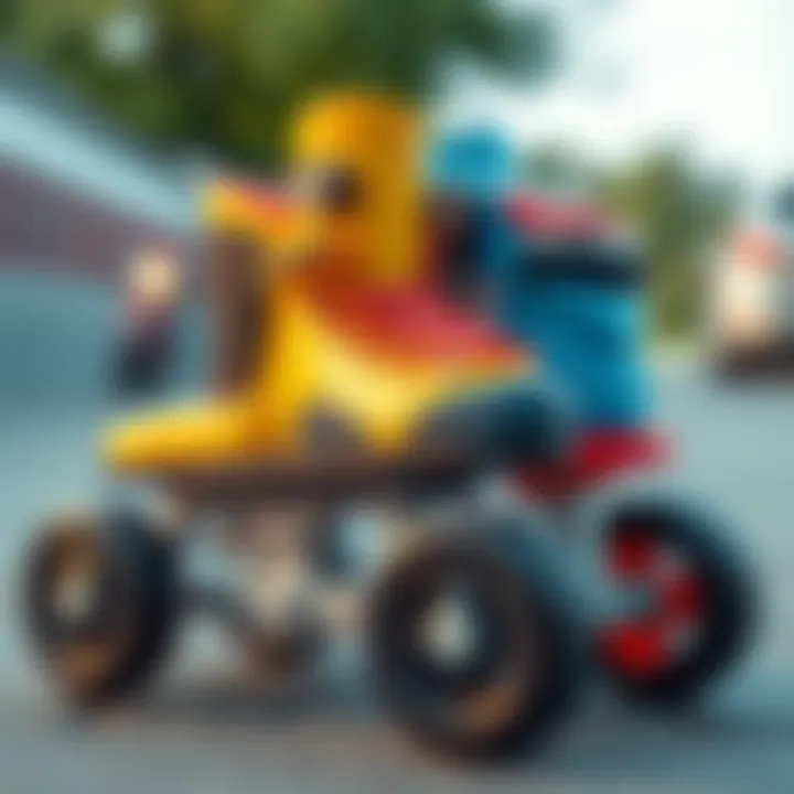 Different types of four-wheeled skates