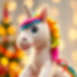 Vibrant unicorn plush toy with colorful mane