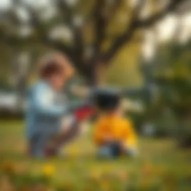 Children Enjoying a Remote-Controlled Drone Children flying a remote-controlled drone in a park