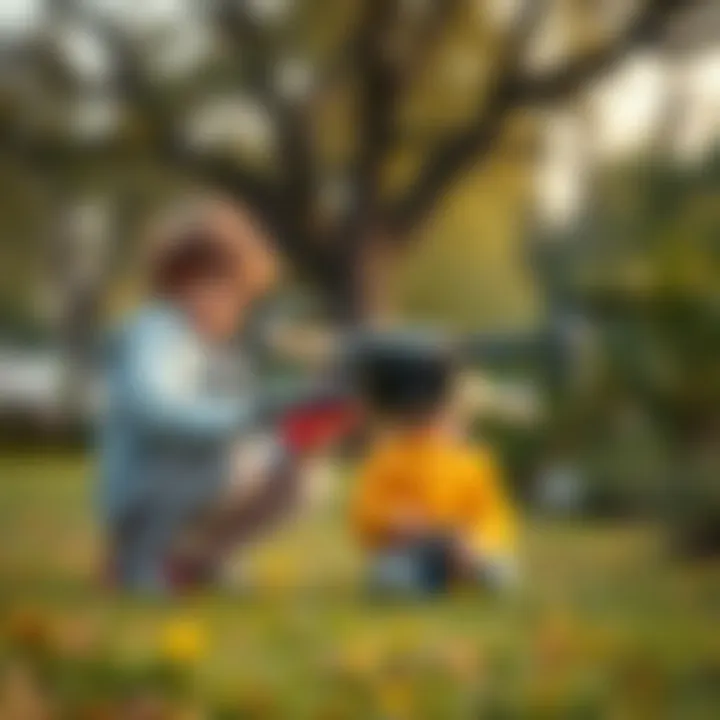 Children Enjoying a Remote-Controlled Drone Children flying a remote-controlled drone in a park