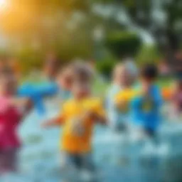 Children enjoying water gun play in the park
