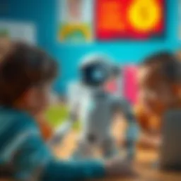 Ycoo robot engaged in interactive learning with children